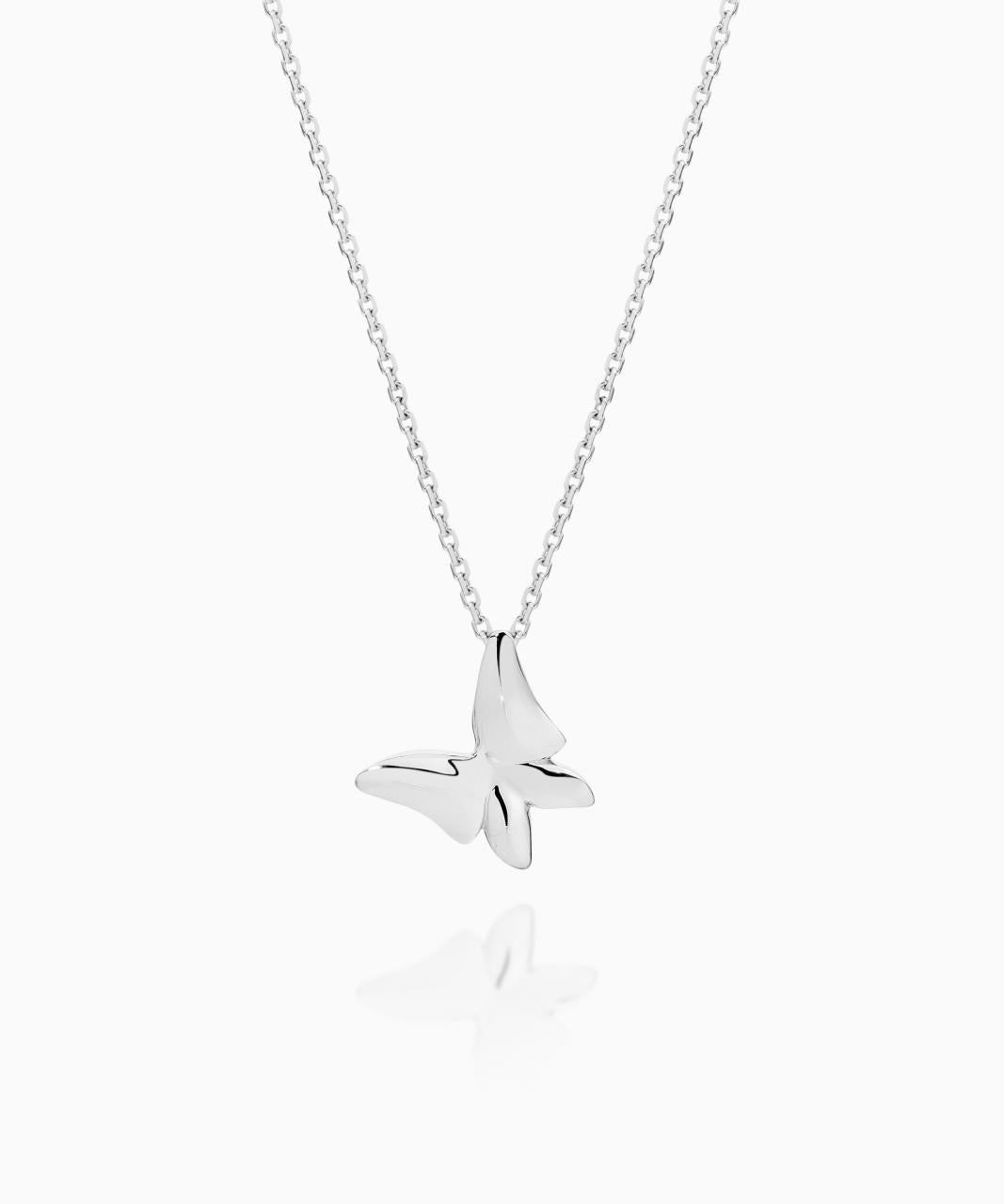 White Butterfly Necklace - Medio